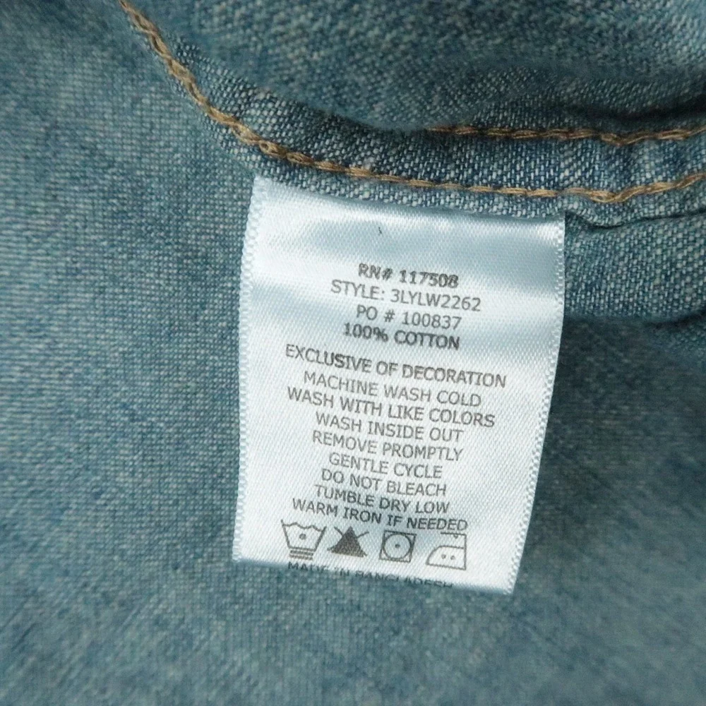 Levis Shirt Men Extra Large Blue Barstow Denim Western Pearl Snap Long Sleeve XL